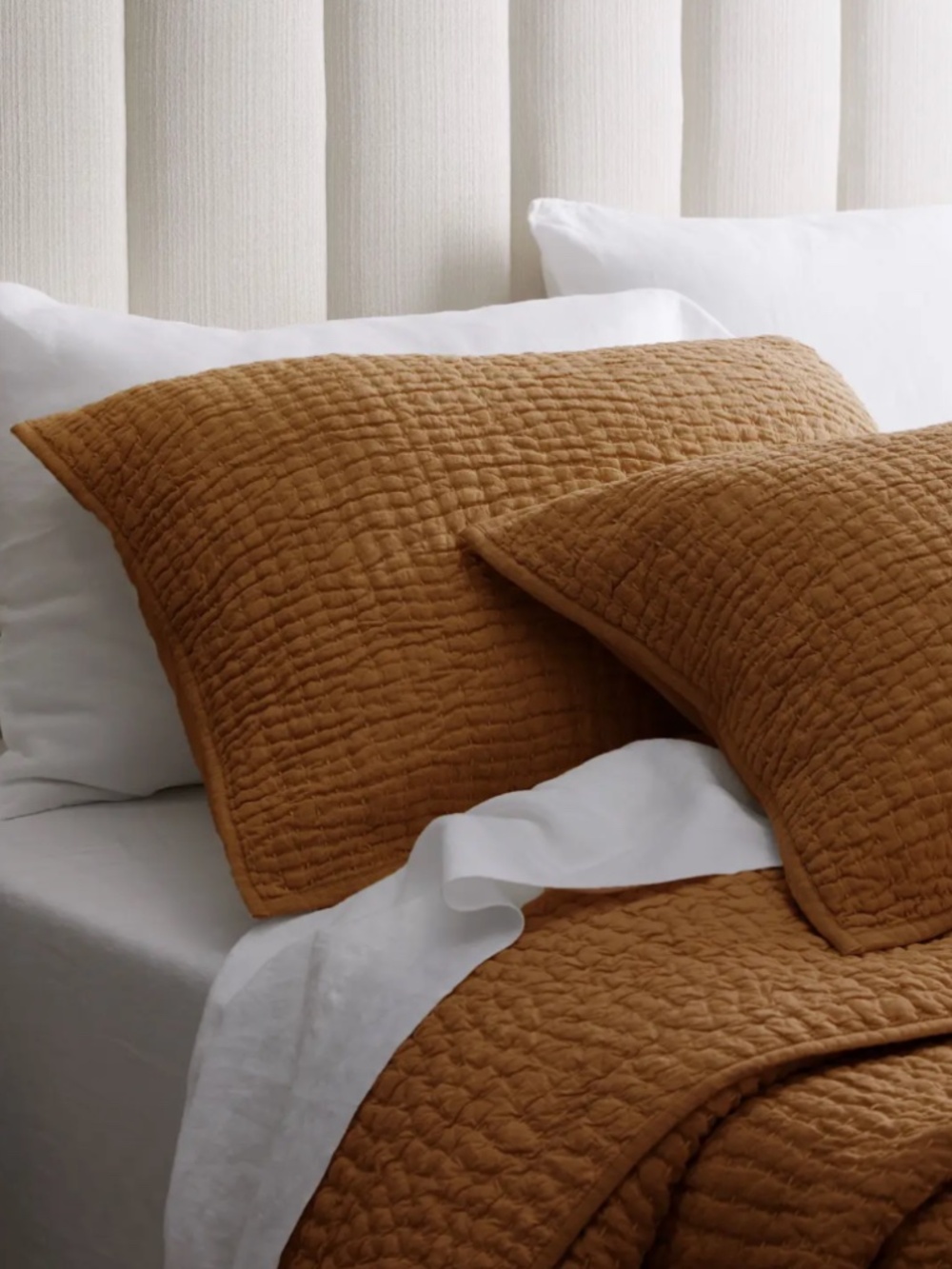 European Linen Cotton Stitch King Sham Set Terracotta
